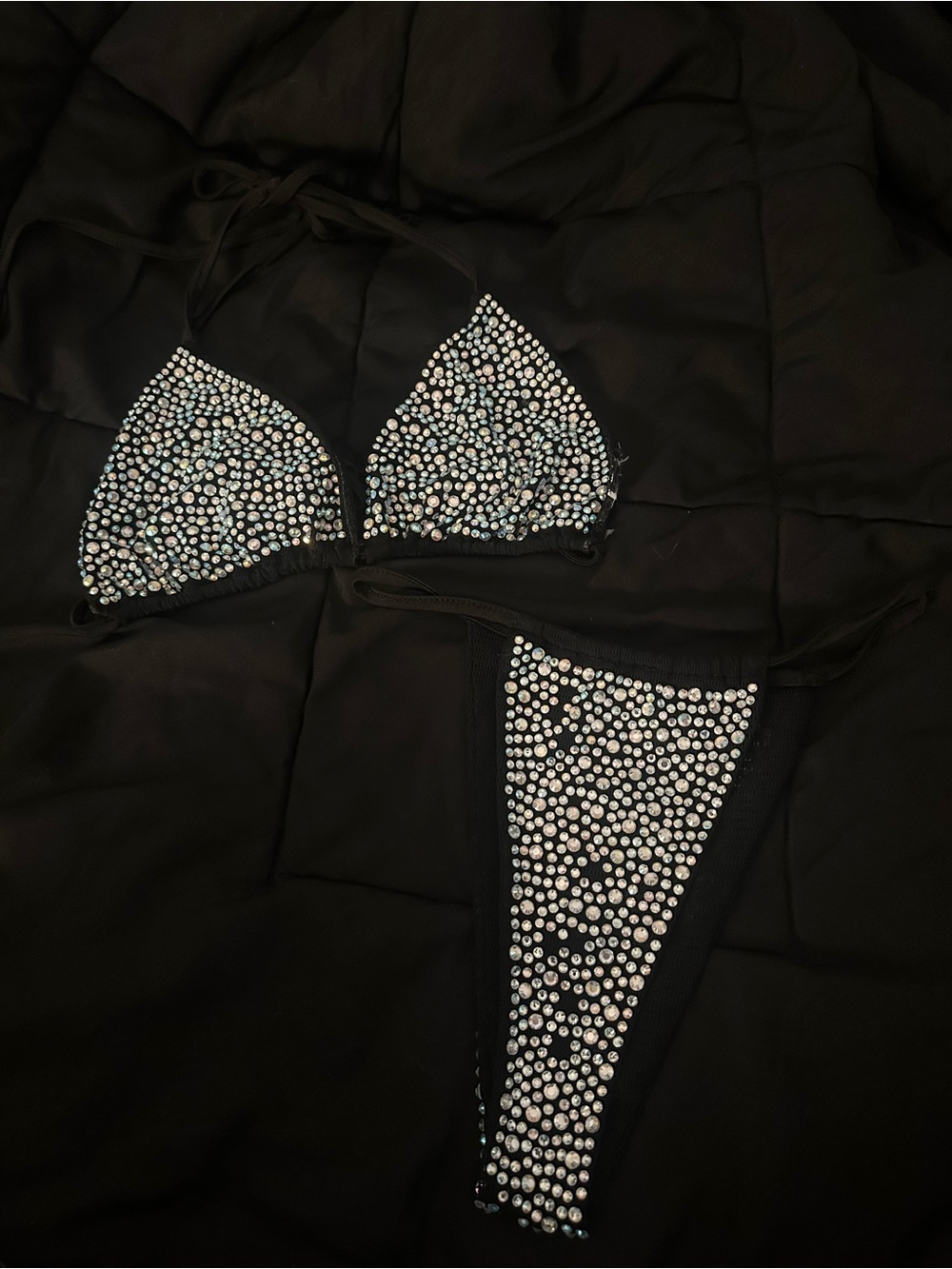 Windsor Black Rhinestone Triangle Bikini Set